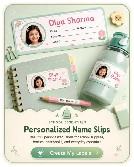 Personalized Name Slips — beautiful personalized labels for school supplies, bottles and notebooks