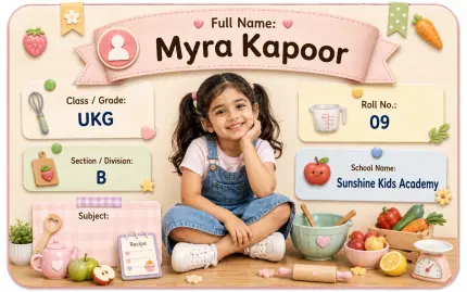 Little Chef Kitchen personalized school name slip template for kids