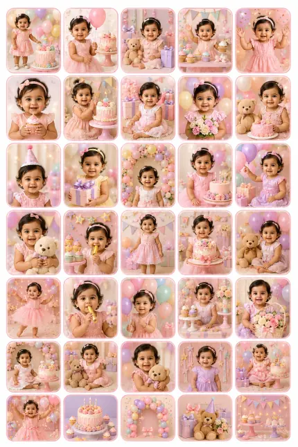 Baby Girl Birthday Party Stickers personalized kids sticker sheet template