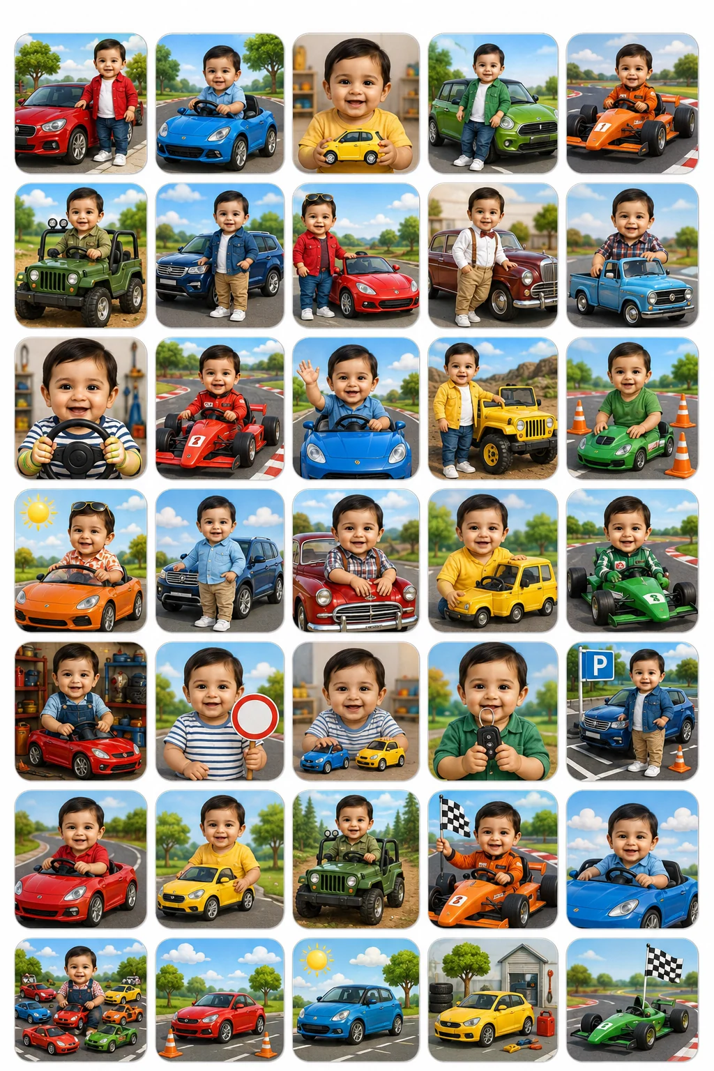 Baby Boy Car Adventures Stickers personalized kids sticker sheet template