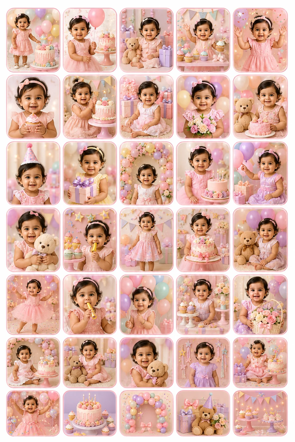 Baby Girl Birthday Party Stickers personalized kids sticker sheet template