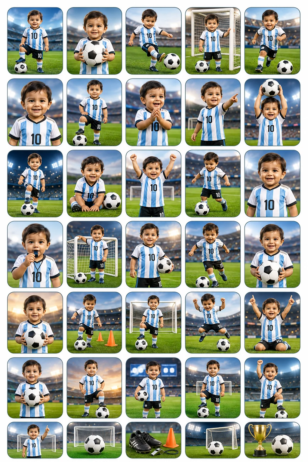 Messi Football Star Stickers personalized kids sticker sheet template