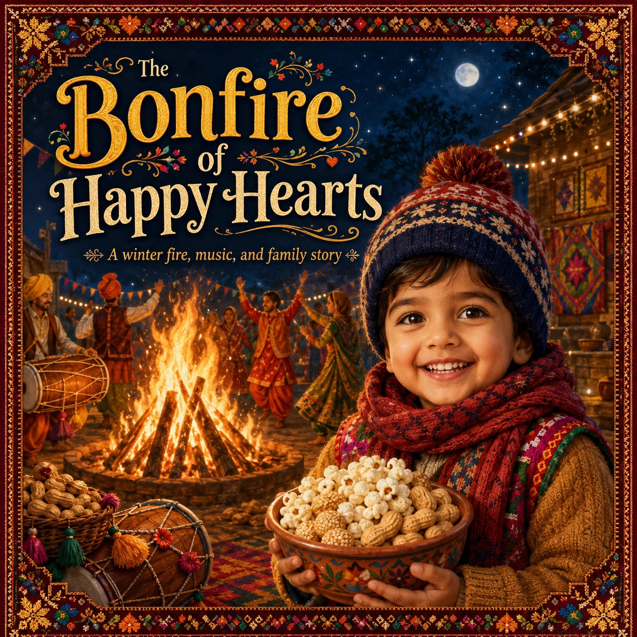 The Bonfire of Happy Hearts personalized storybook cover for kids
