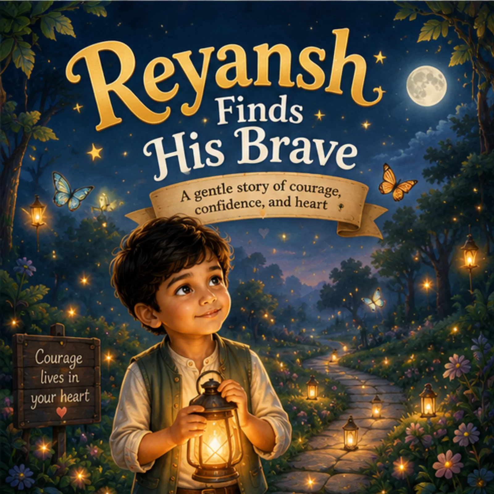 Personalized storybook cover for Reyansh Finds His Brave
