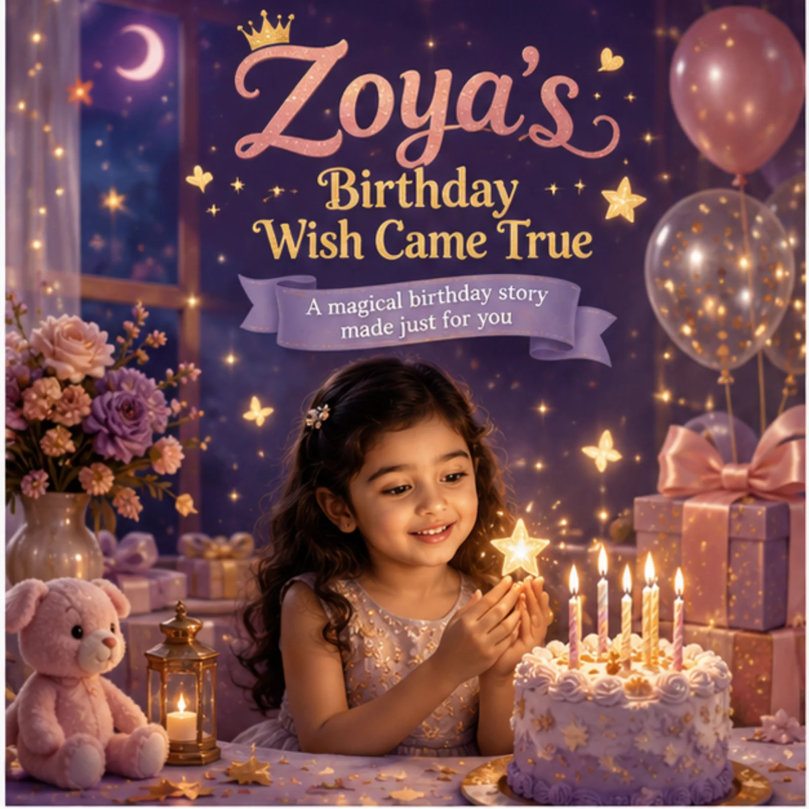 Personalized storybook cover for Zoya’s Birthday Wish Came True